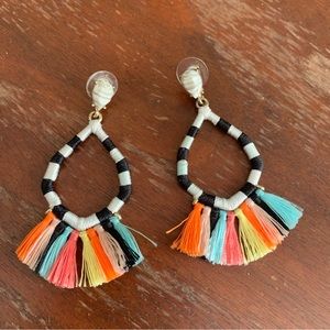 Black and White Rainbow Fringe Earrings